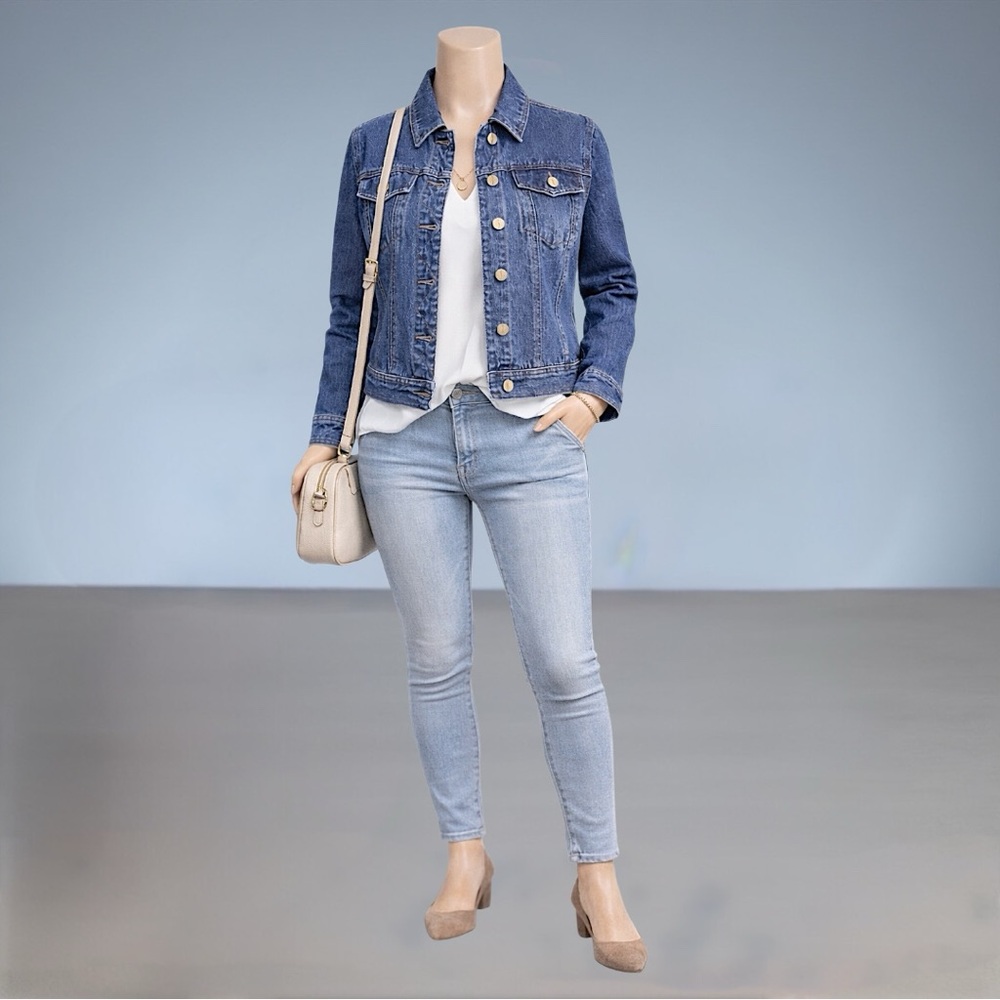Jones New York Signature Madison Dark Wash Denim Jacket - Picture 5 of 10
